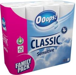 Toalettpapr, 3 rteg, 32 tekercses, OOOPS "Classic", sensitive
