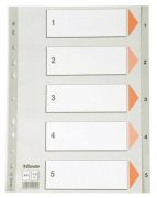  Regiszter, manyag, A4, 1-5, ESSELTE, szrke