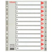  Regiszter, manyag, A4 Maxi, 1-12, ESSELTE, szrke