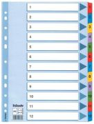  Regiszter, karton, A4, 1-12, ESSELTE 