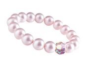  Karkt, rzsaszn SWAROVSKI gyngybl, sznjtszs fehr kristllyal, 10 mm, ART CRYSTELLA M