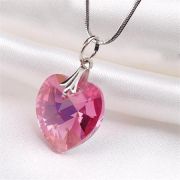  Nyaklnc, szv formj, rzsaszn SWAROVSKI kristllyal, 18mm ART CRYSTELLA