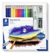 Akvarell ceruza kszlet, ecsettel, radrral, hegyezvel, grafitceruzval, STAEDTLER 